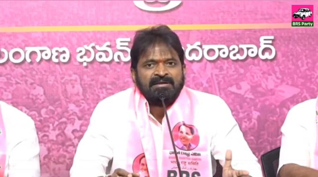 Former minister V Srinivas Goud held a press meet at Telangana Bhavan