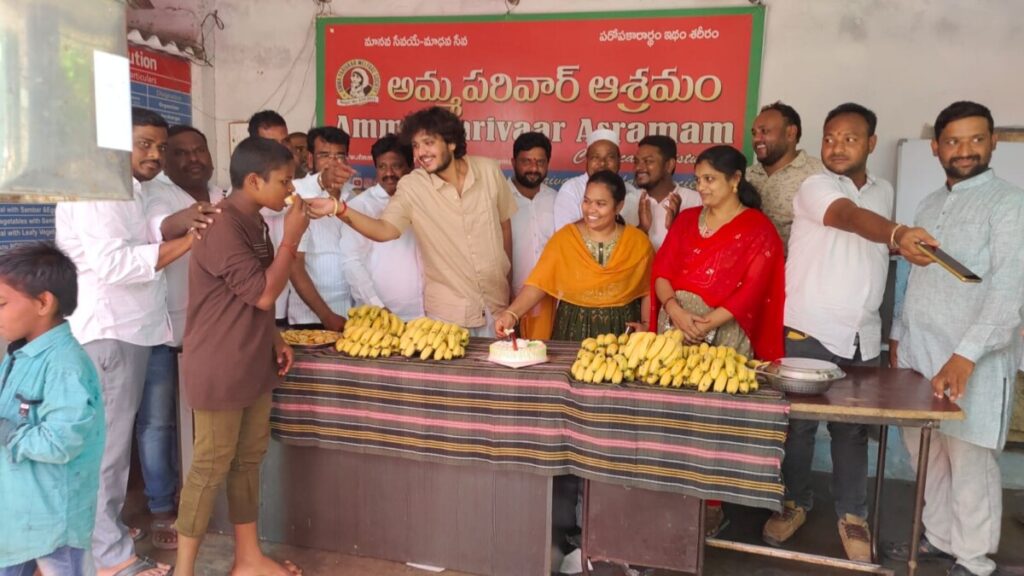 At Amma Parivar Ashram on the occasion of Rahul Gandhi's birthday