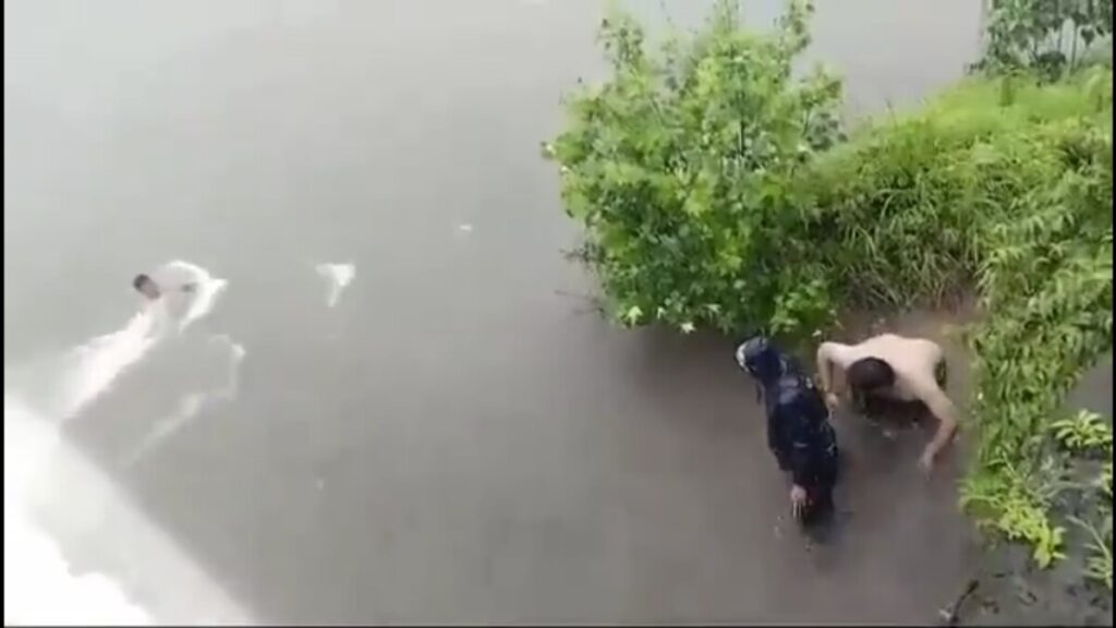 A young man who was washed away by the flood waters