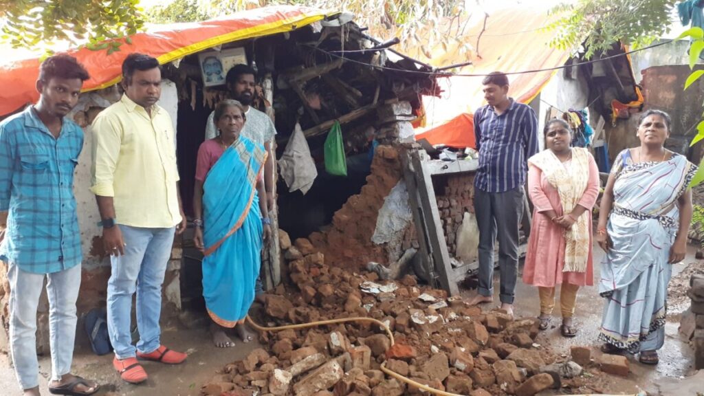 OCP Three Blastings and Rainstorms Level Wall of Dalit Poor Woman's House