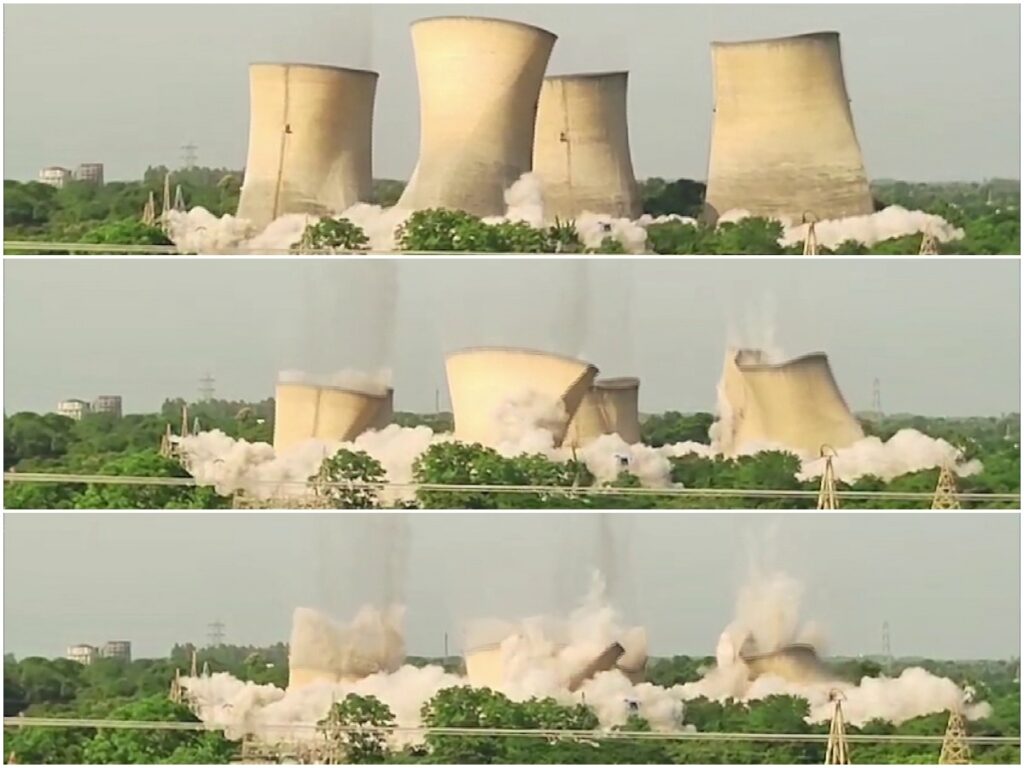 Demolition of 4 outdated cooling towers at Palvancha KTPS