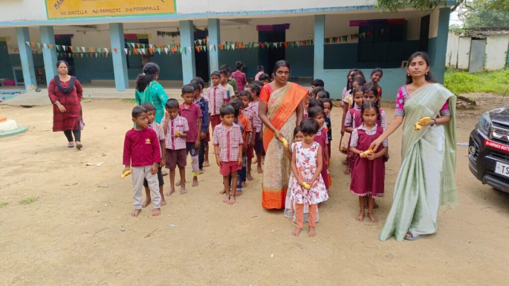 We will continue to distribute fruits to schoolgirls in the villages of Mustyala Sundilla in Ramagiri mandal