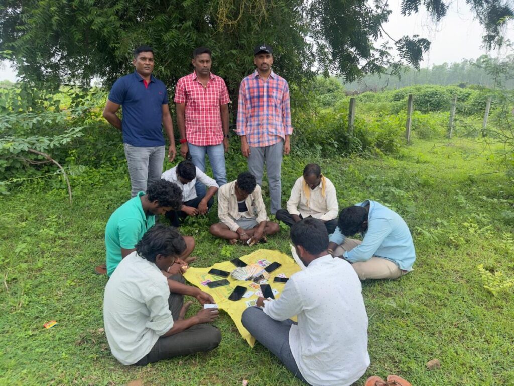 Task force police raid on a poker base in the suburbs of Dubbapally area