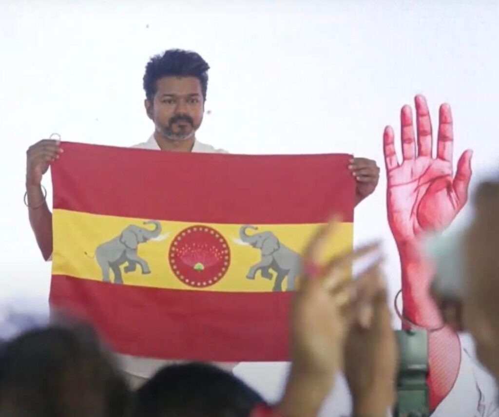 Tamil star hero Vijay unveiled the party flag