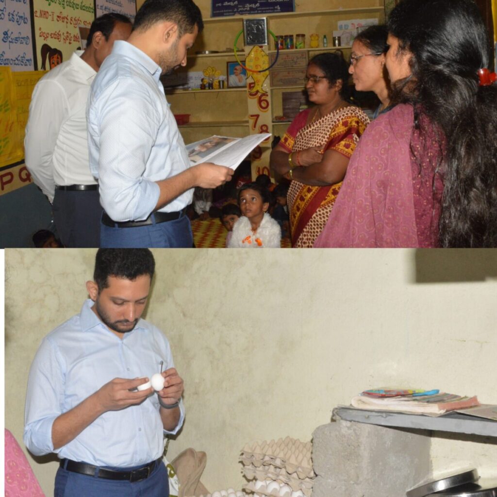 Medchal District Collector Gautham visited the Angan Wadi Centre