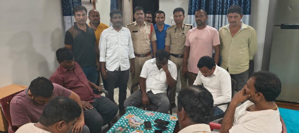 Ramagundam Task Force Police raided a poker base secretly operating in a house