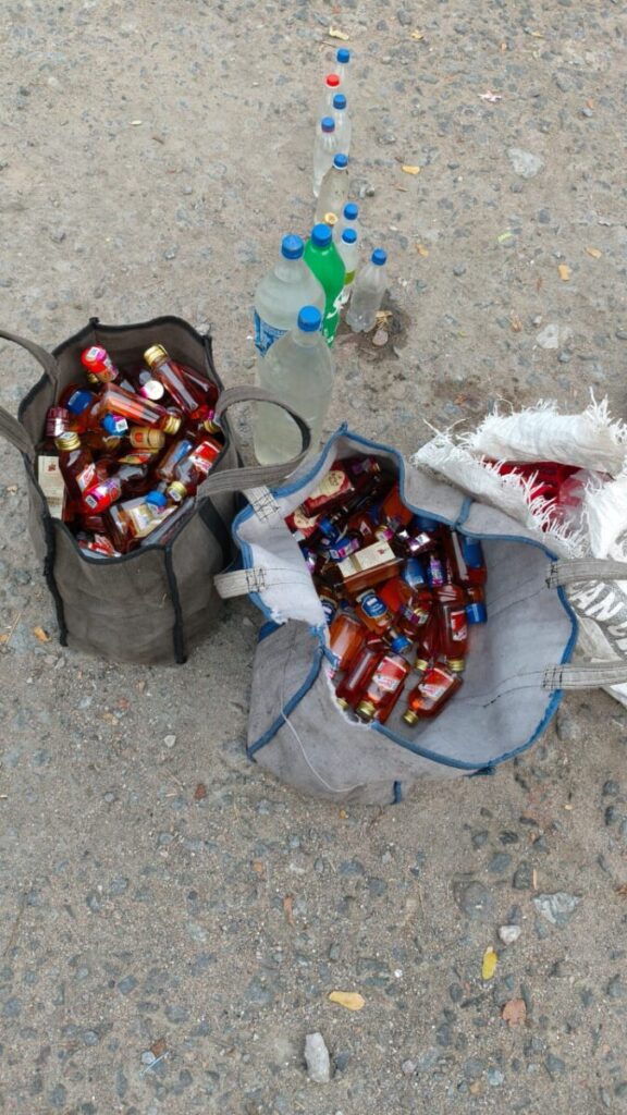 10 liters of gudumba, 18 liters of liquor and 13 vehicles without number plates were seized.