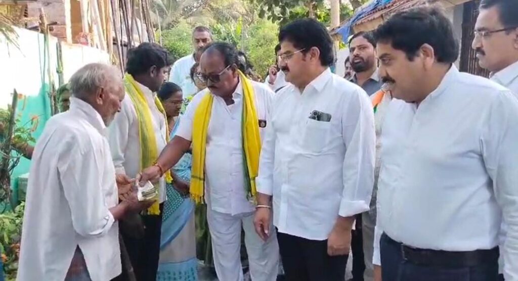 Anaparthi MLA Nallamilli distributed pensions