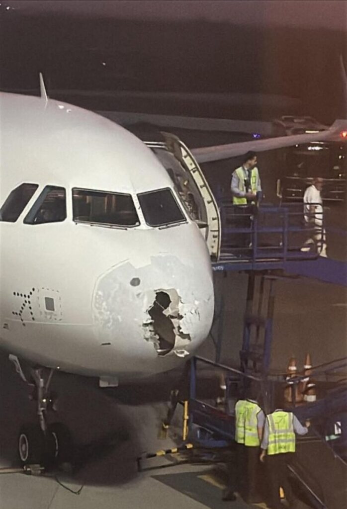 Front of plane damaged