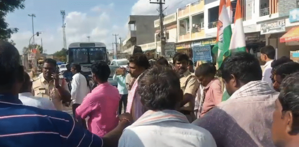 Congress leaders' protest in 