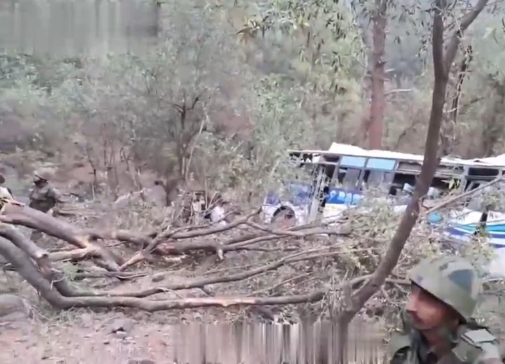 Bus falls into valley