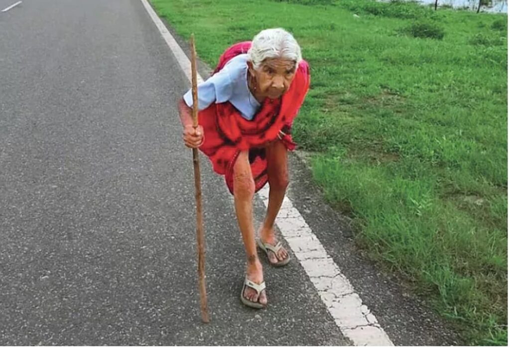 Elderly woman who walked