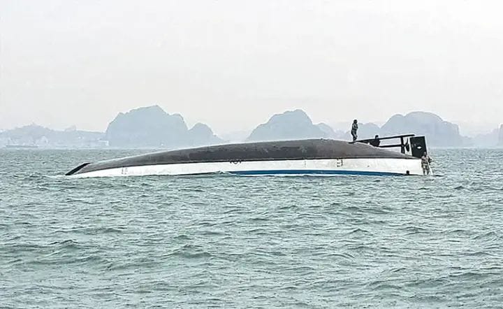 Boat caught in storm