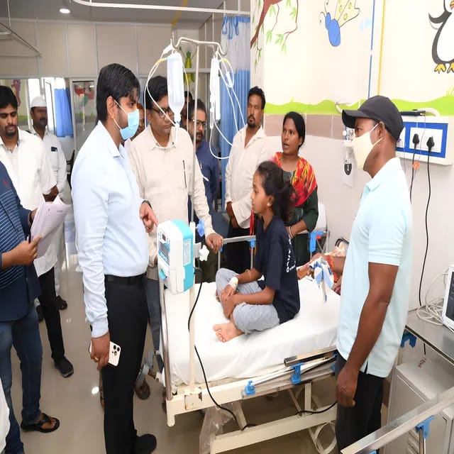 Collector inspects medical treatment