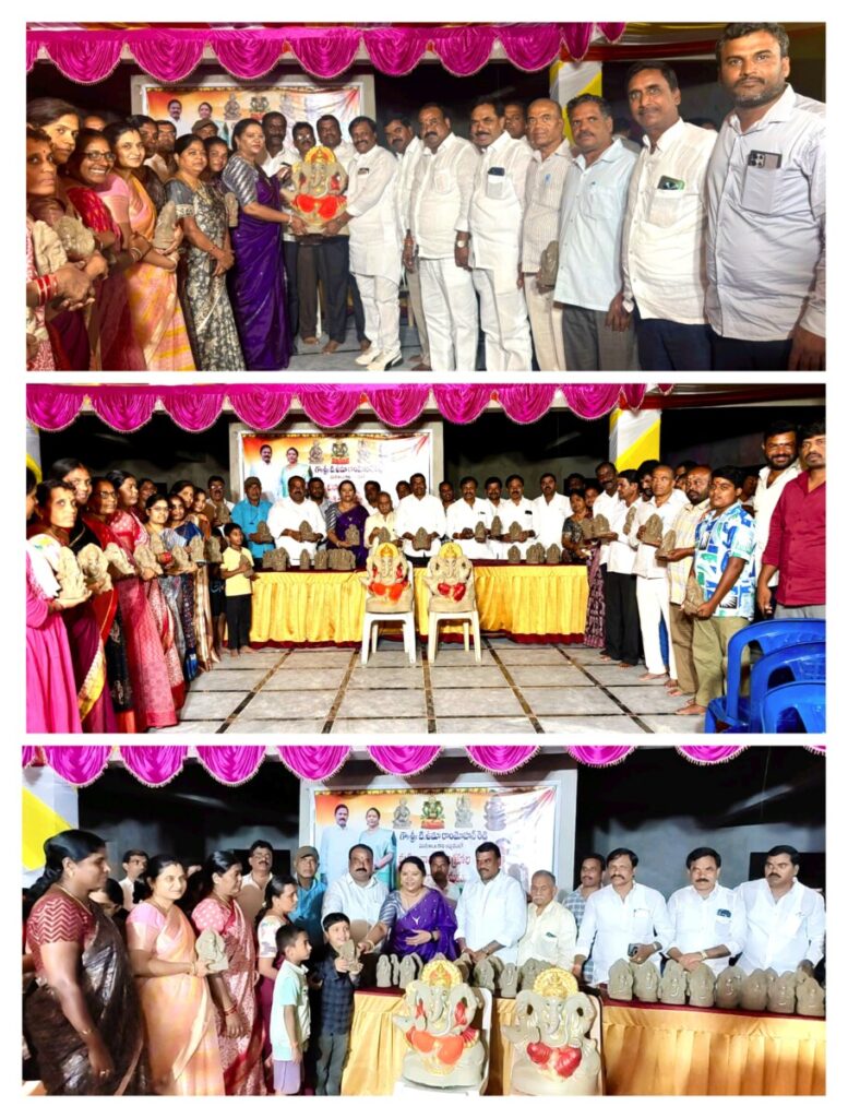 distributed free clay Vinayaka idols