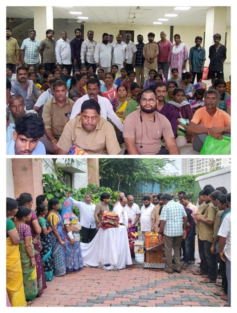 distributed blankets, biscuits, fruits and snacks