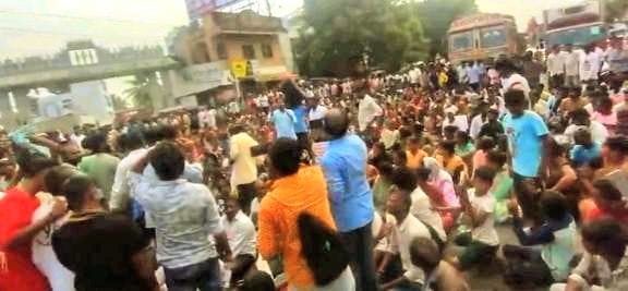 Protest, parked vehicles