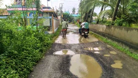 Road turned into a swamp