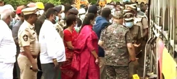 Minister Anitha inspected the accident site