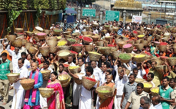 A grand flower procession in Tirumala