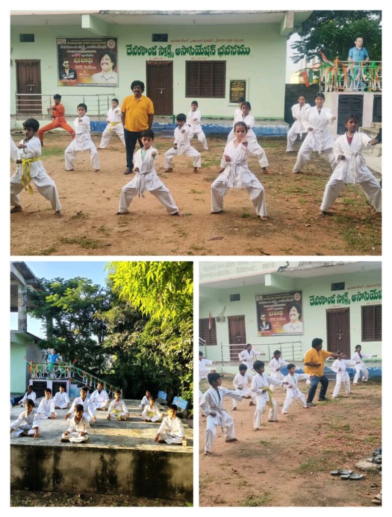 Karate training under the auspices of Devarakonda Sports Association