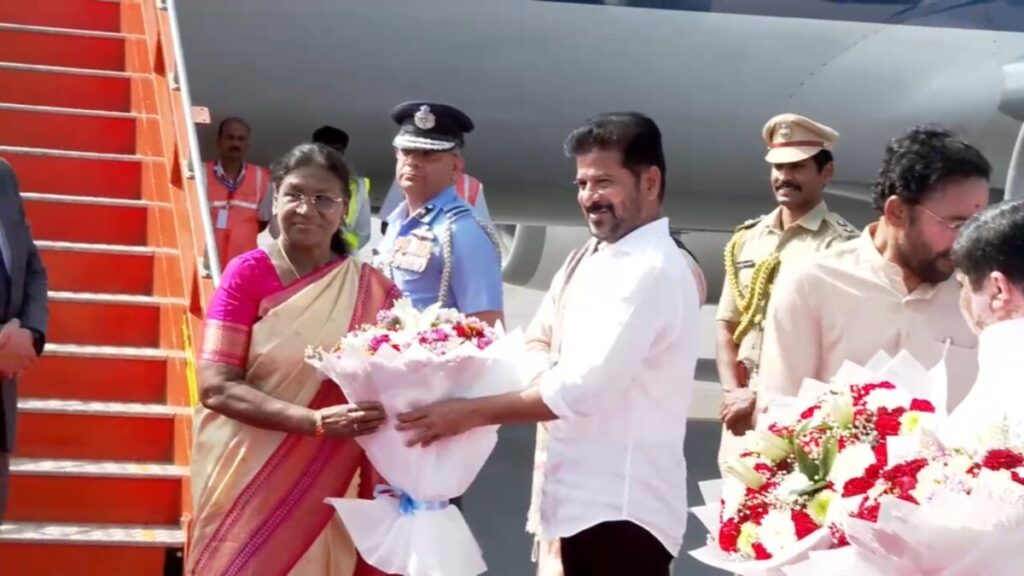 Indian President Draupadi Murmu arrives in Hyderabad