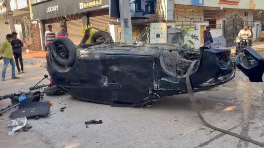 Car accident in Meerpet police station limits