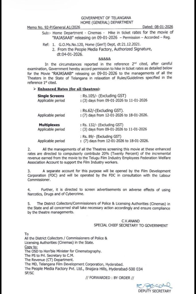 Raja Saab movie ticket prices hiked 