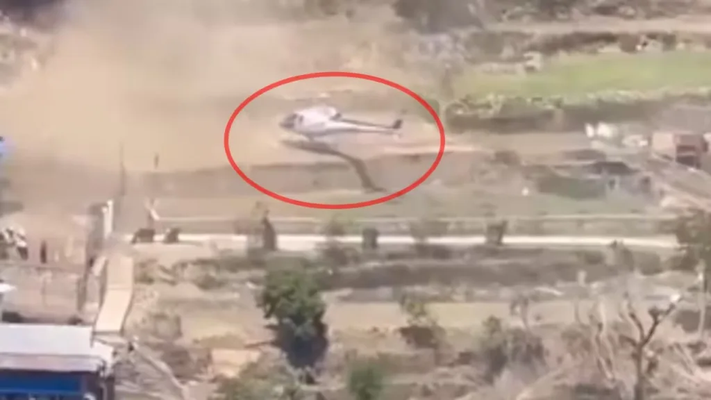 Helicopter crashes while landing